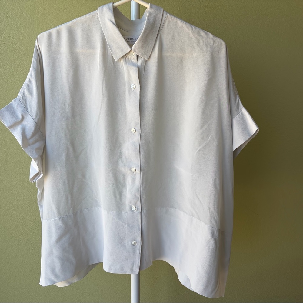 Everlane 100% Silk Off-White Boxy Button Down Shirt